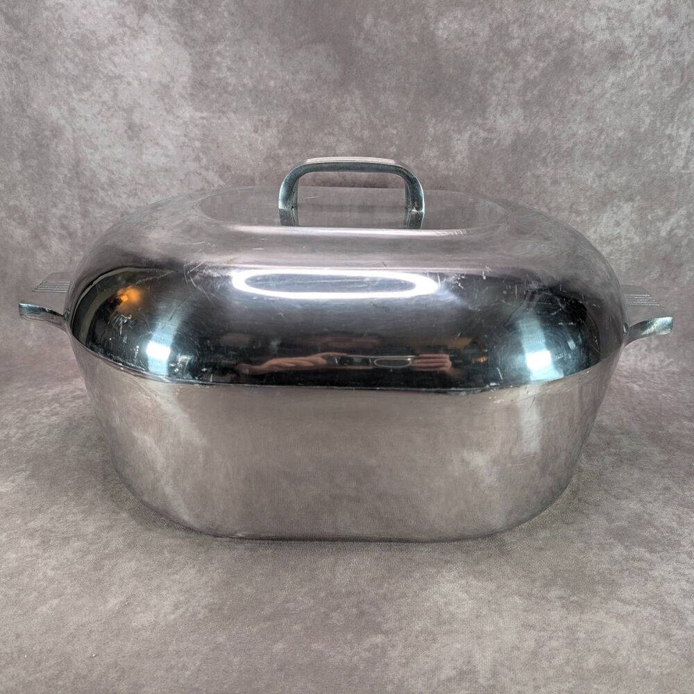 Vintage Magnalite GHC 4267 Cast Aluminum 13 Quart Oval Roaster Pan With Lid USA